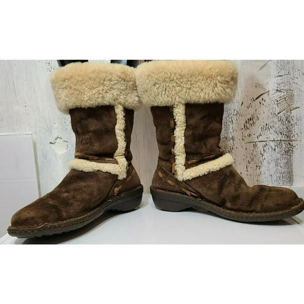 Ugg Elijo Womens Boots Size 7 run small  #6 Brown Suede Pull On Shoes 5674